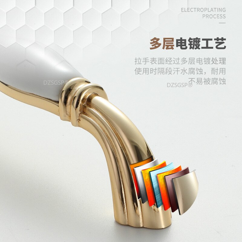 Closet Wardrobe Pull Zinc Alloy Ceramic European Gold Ivory White Diamond Cabinet Kitchen Knob Drawer Cupboard Handle