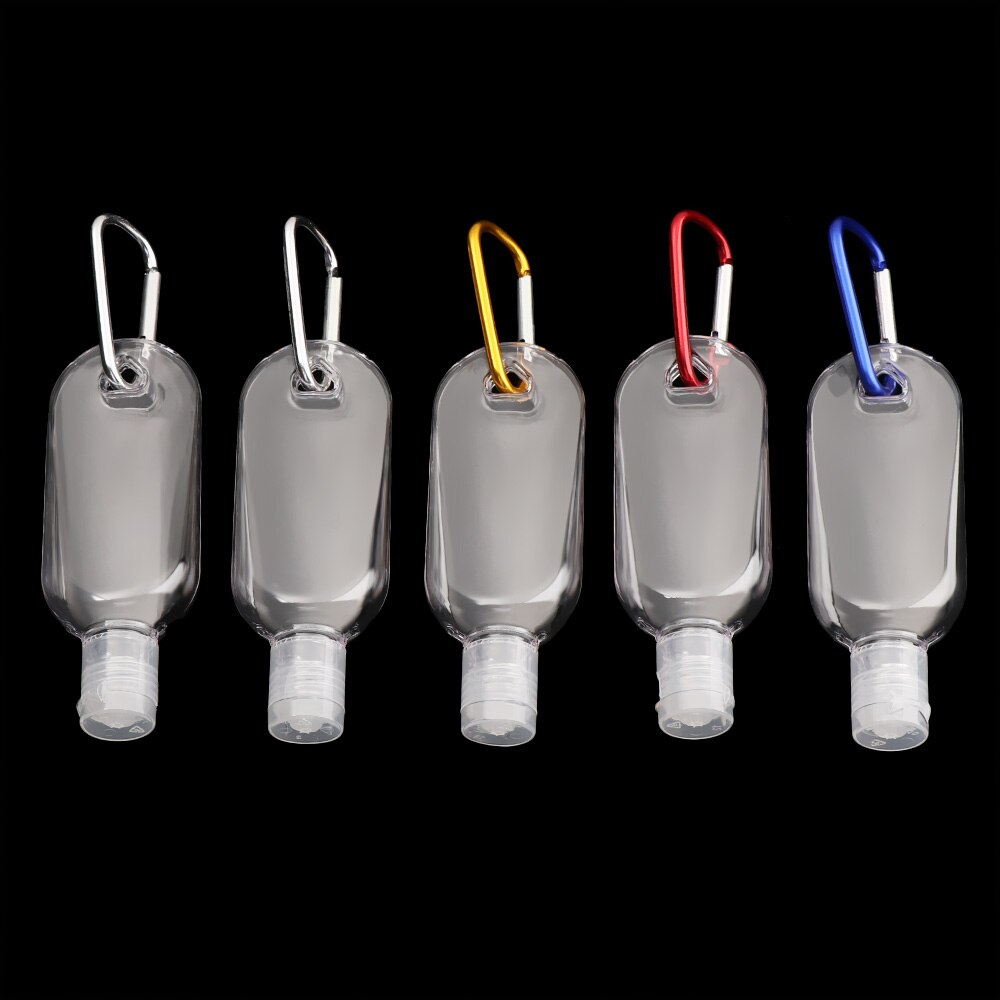 Botellas recargables de Color aleatorio, 5 unidades, 30/50ml, para lavar a mano, almacenamiento transparente vacío, contenedor de plástico transparente, gancho, herramienta de maquillaje: Random Color 30ml