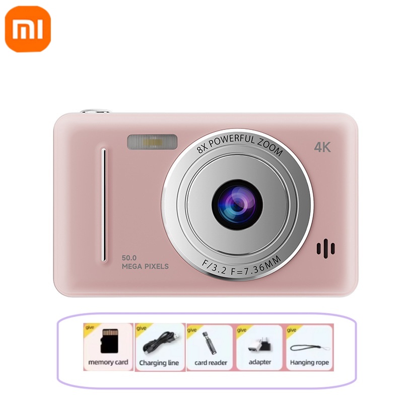 Xiaomi-cámara Digital 4K Retro CCD, tarjeta portátil, cámara de nivel de entrada, cámara Dual Flash, 50 millones de píxeles, enfoque automático: Plata