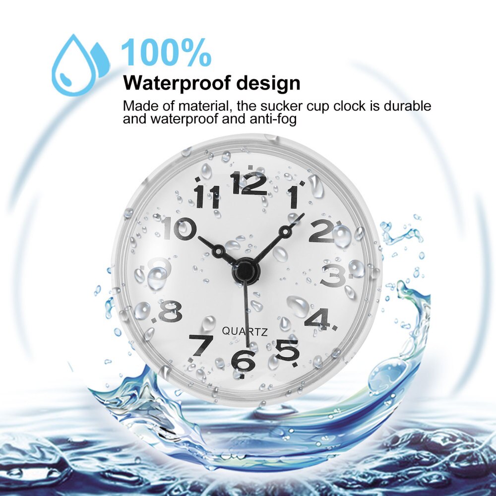 Horloge murale étanche pour salle de bain, 1 pièce, silencieuse, ventouse suspendue
