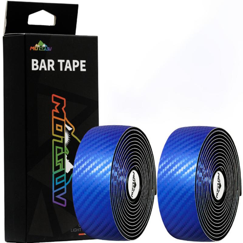 Motsuv landevejscykel styrrem cykel pu mønster håndtag grip tape høj elastisk eva skridsikker stødabsorberende styr tape: Blå