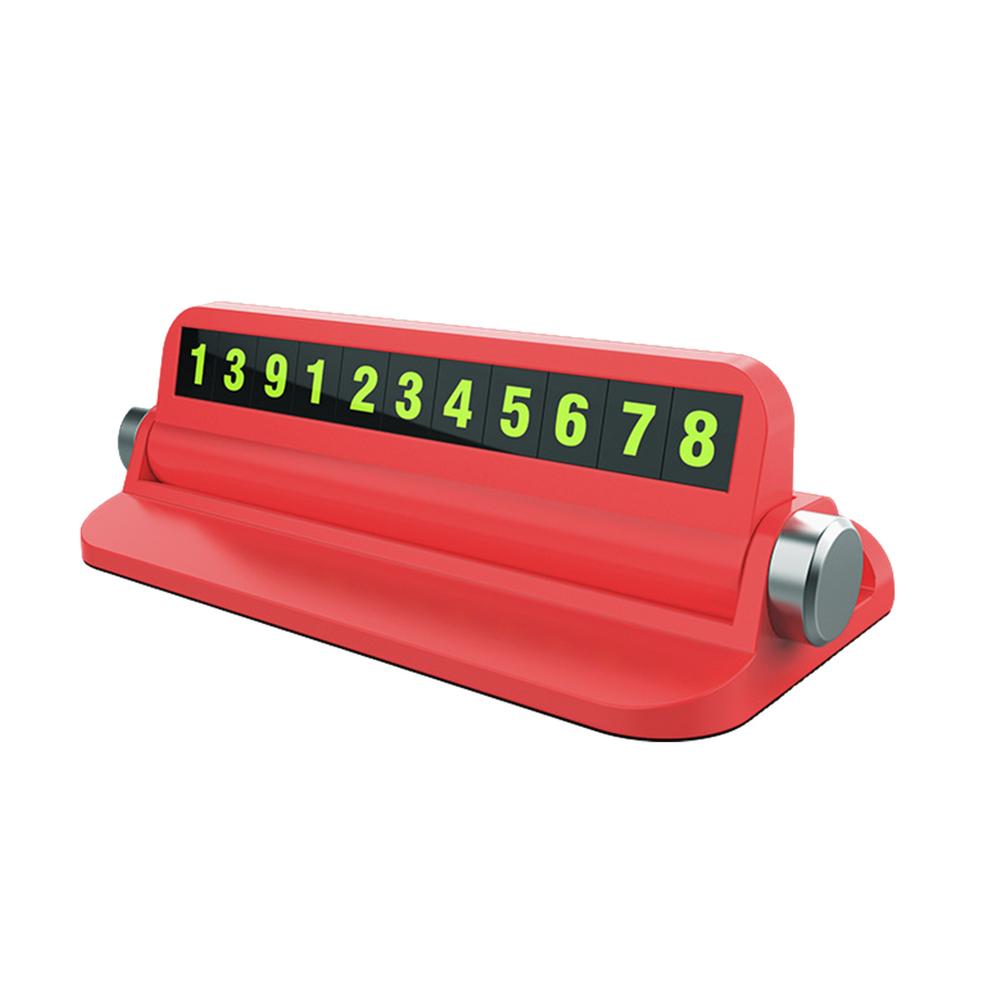 6 In 1 Lichtgevende Auto Parking Nummerplaat Auto Tijdelijke Parkeerkaart Sticker Auto Tijdelijke Stop Teken Telefoon Houder Card inserter: Rood