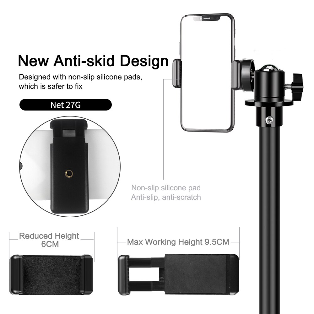 Treppiede SH Selfie 1/4 treppiede in alluminio con testa a vite per supporto per telefono fotocamera digitale con telecomando compatibile con Bluetooth