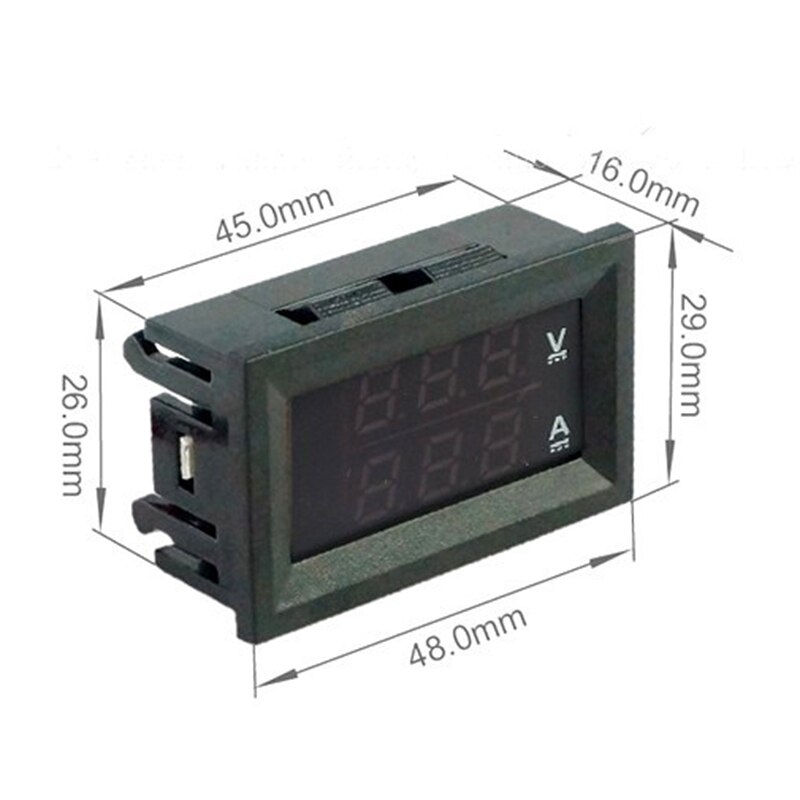 Mini Digital Voltmeter Ammeter DC 100V 10A Voltmeter Current Meter Tester Blue+Red Dual LED Display
