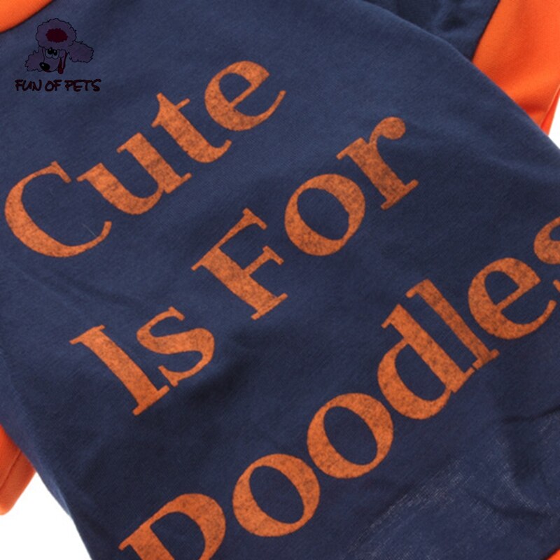 Spring and Autumn Stylish Orange Red "Cute Is For Poodles" Pattern T-Shirt for Pets Dogs Dog Clothes