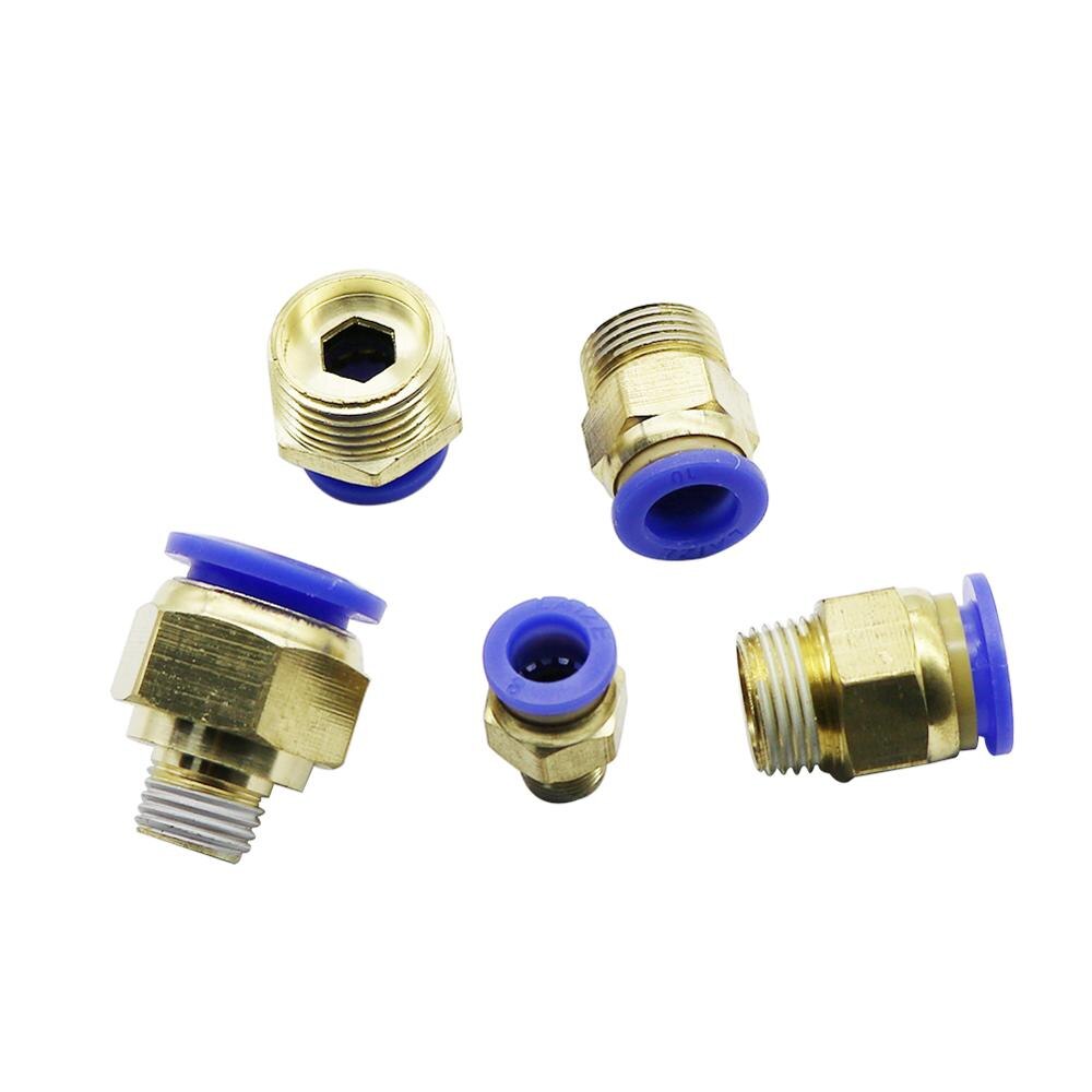 6/8/10/12mm OD Pipe Interface to 1/8" 1/4" 3/8" 1/2" Male Thread Straight Connector Air Pneumatic Fitting Garden Connector 2Pcs