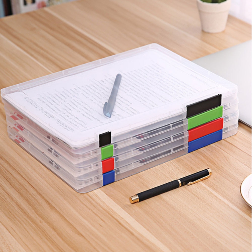 Portable A4 Transparent Storage Box Clear Plastic Document Paper Filling Case File Waterproof Storage Box Paper Organizers