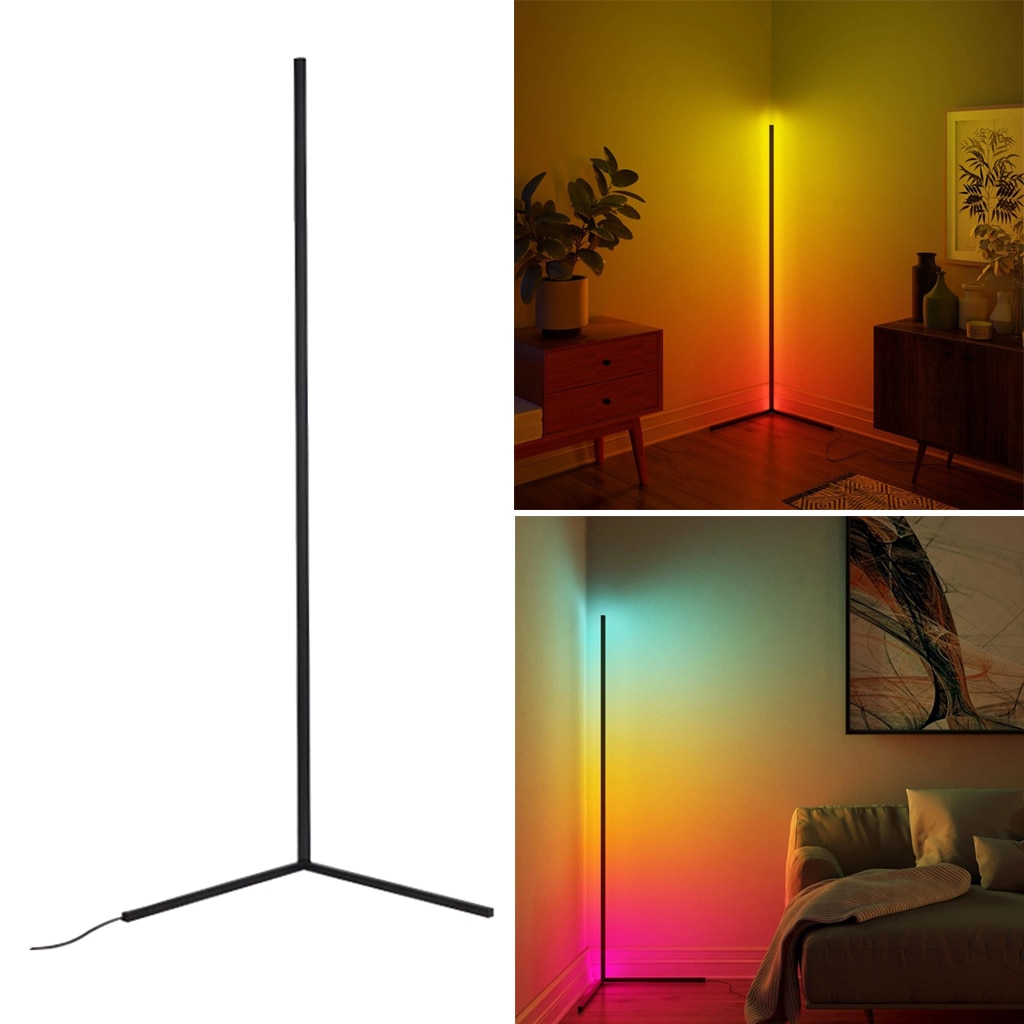43inch Tall LED Corner Floor Lamp 16 Million Colours Bedroom Light Touch Wireless Remote Control 9W