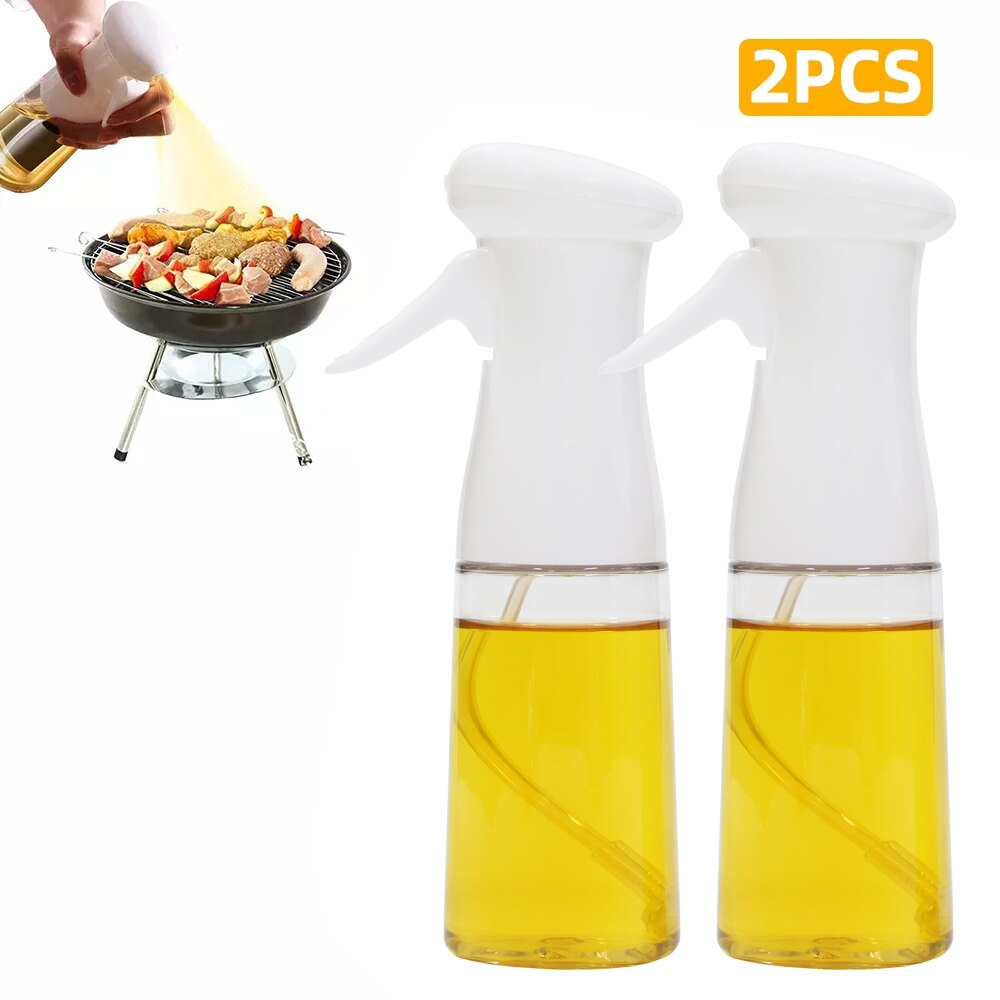 Oliesprøjte til madlavning, fødevaregodkendt olivenoliesprøjte  , 210ml premium olieflaske, der er meget brugt til airfryer bbq bagning camping: 2 stk hvid