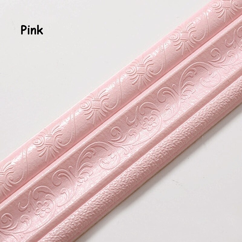 2.3m/ ruller 3d vandtætte rustikke fliser stue baseboard selvklæbende vintage tapet wallstickers: Lyserød / 2 ruller