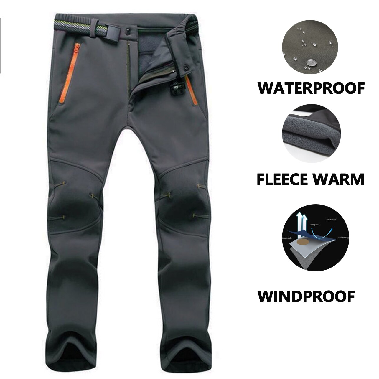 LOFTY STONE Men's Winter Pants Men Reflective Warm Fleece Softshell Trousers Mens Cargo Pants Male Loose Waterproof Sweatpants