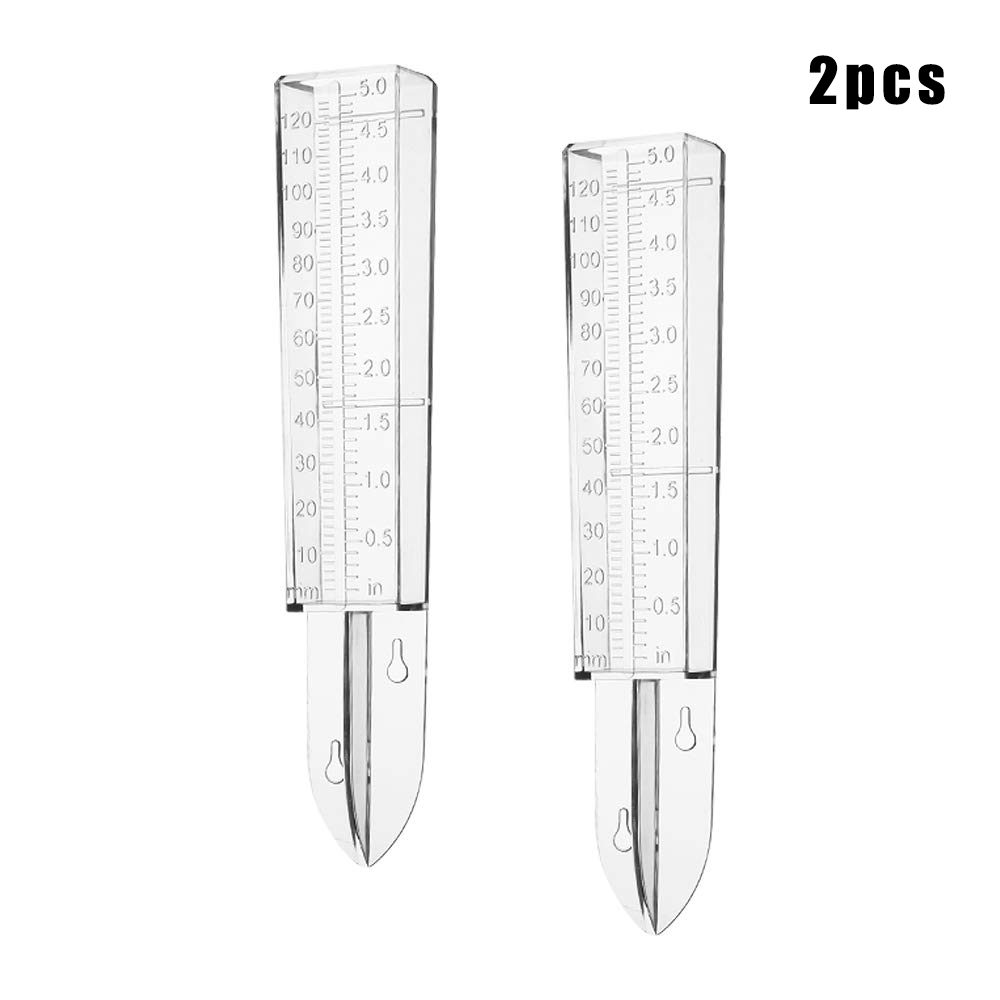 Plastic Rain Gauge Clear Rain Water Meter Measuring Device for Garden Lawn LSF99: 2pcs