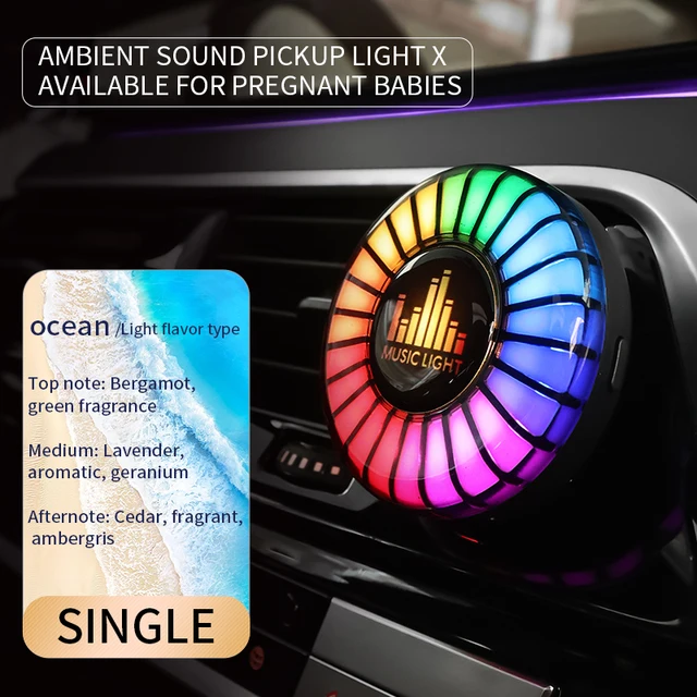 24 LED światło RGB kontrola dźwięku rytm głosu Ambient Pickup lampa dla dyfuzor samochodowy zacisk wentylacyjny odświeżacze powietrza kontrola aplikacji zapachowej: 6000 k biały zimny
