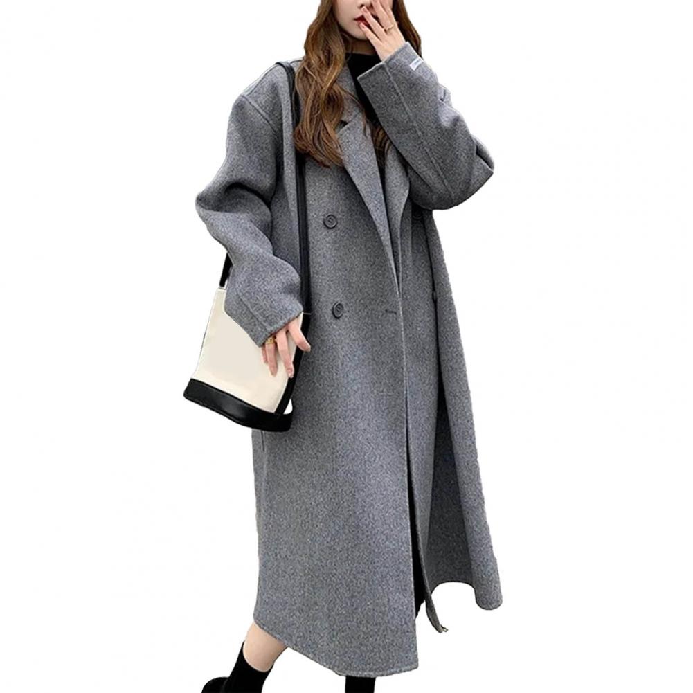 Vrouwen Wollen Jas Double-Breasted Herfst Winter Mode Losse Lange Trenchcoat Retro Losse Vrouwelijke Overjas Dames Windscherm: L / WIT