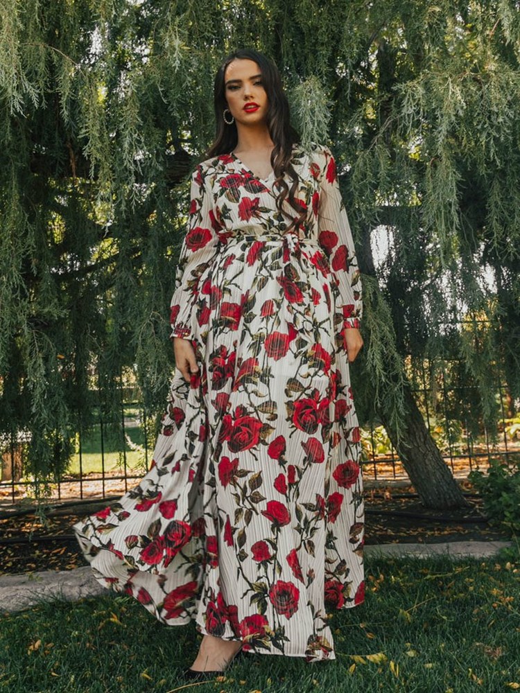 Moeder- en dochterjurk met lange mouwen en bloemenprint, bijpassende familieoutfits, outfits voor het hele gezin, mama-en-dochterjurken voor meisjes.