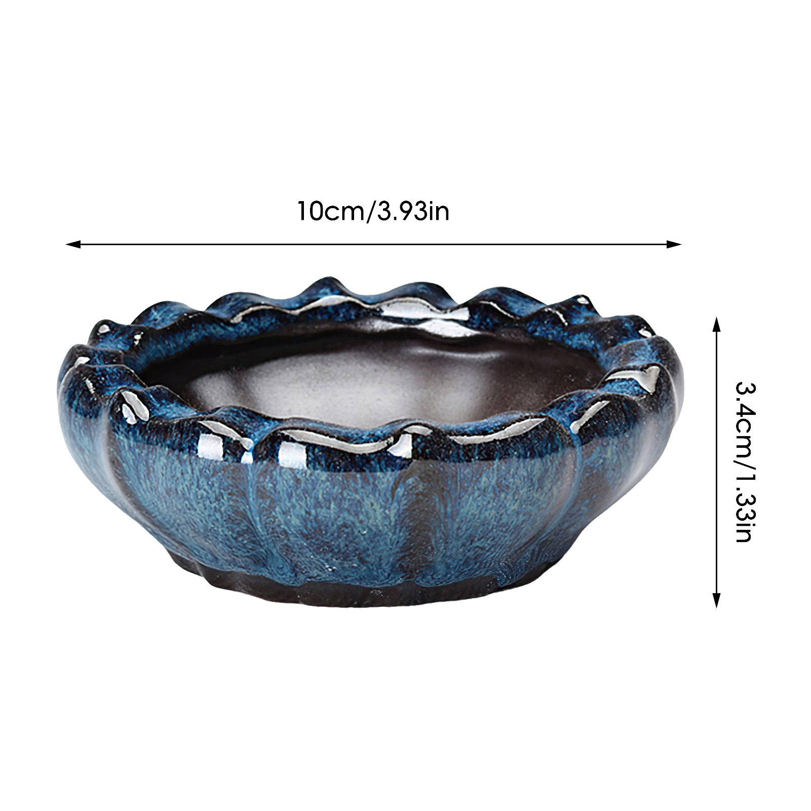 Pot de fleur succulente en céramique, Pots de bonsaï en poterie de Style chinois avec trou de vidange, pierre de grès violette pour décoration de bureau et de maison: Bleu marine