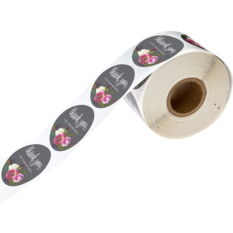 Thank You for Your Business Sticker Seal Labels Round Multi Color Flower 500 Labels Sticker Per Roll