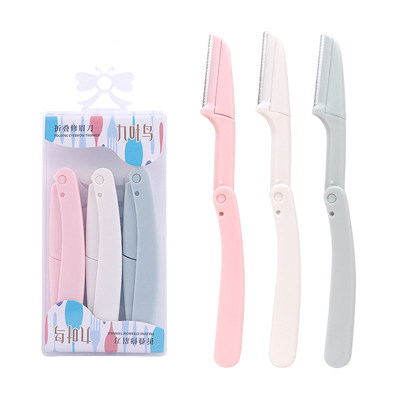 Karsyngirl 3pcs Vouw Wenkbrauw Trimmer Schaar Haar Remover Wenkbrauw Kam Scheermes Wenkbrauw Clip Makeup Tools Gezicht Scheermes voor Vrouwen: WHITE