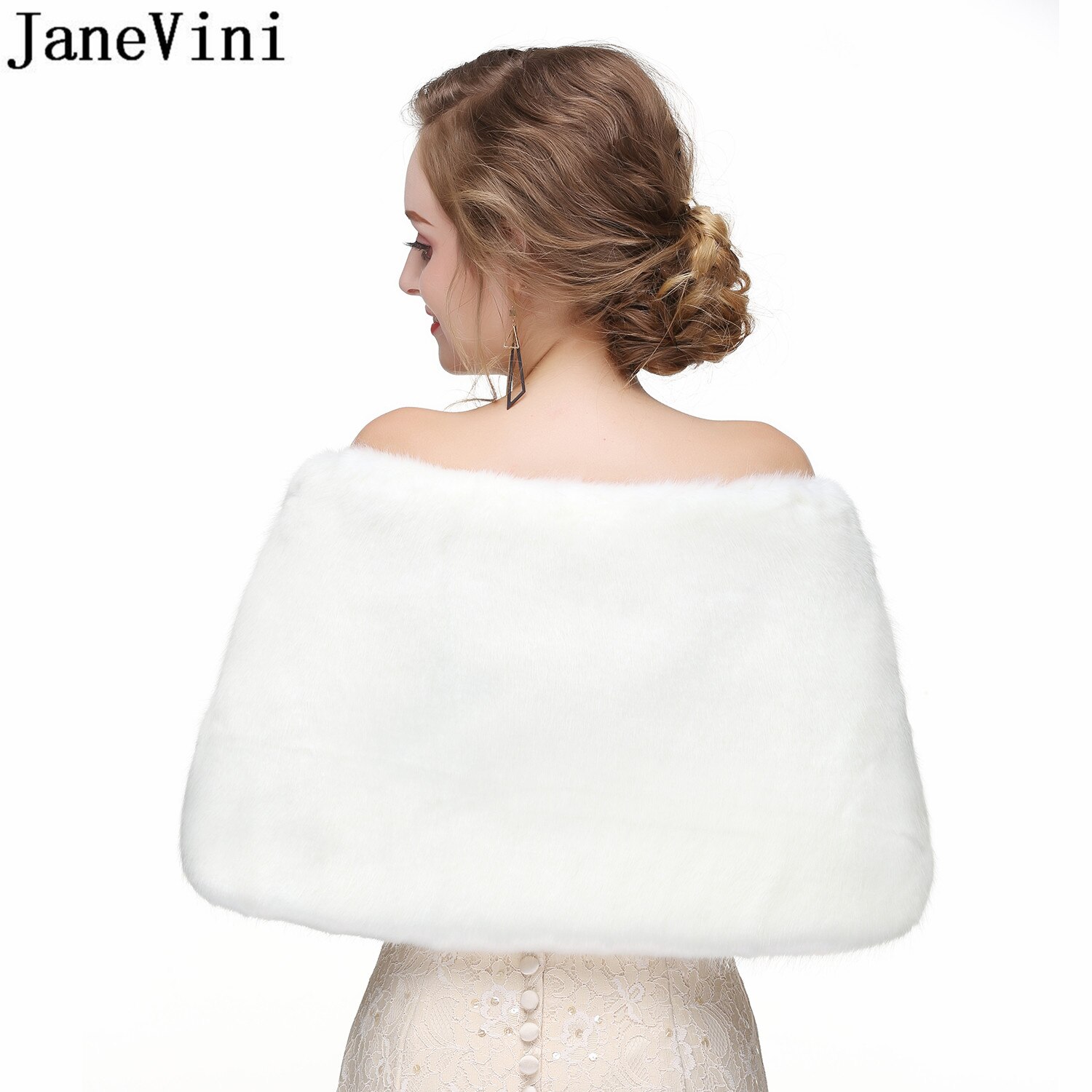 Janevini Elegante Zachte Faux Fur Shawl Vrouwen Bruiloft Capes Bruids Jas Wraps Grijs Lace Up Bont Stola Formele Bolero Fourrure mariage