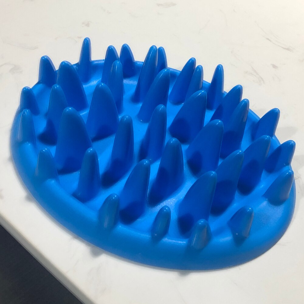 Pets Dog Cats Feeders Bowls Catch Interactive Hard Silicone Cat Kitten Slow Food Feed Non Slip Anti Gulping Feeder Bowl: Blue