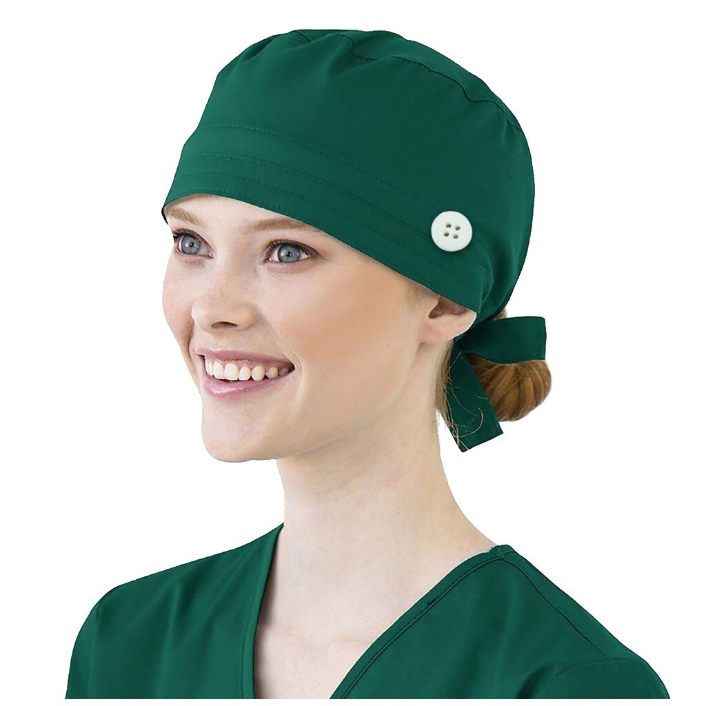 Vrouwen Katoen Yoga Bandage Verstelbare Cap Zweetband Bouffant Hoed Mannen Gorros Quirofano Mujer Verpleegkundige Uniform Hoed Accessoires #3: green