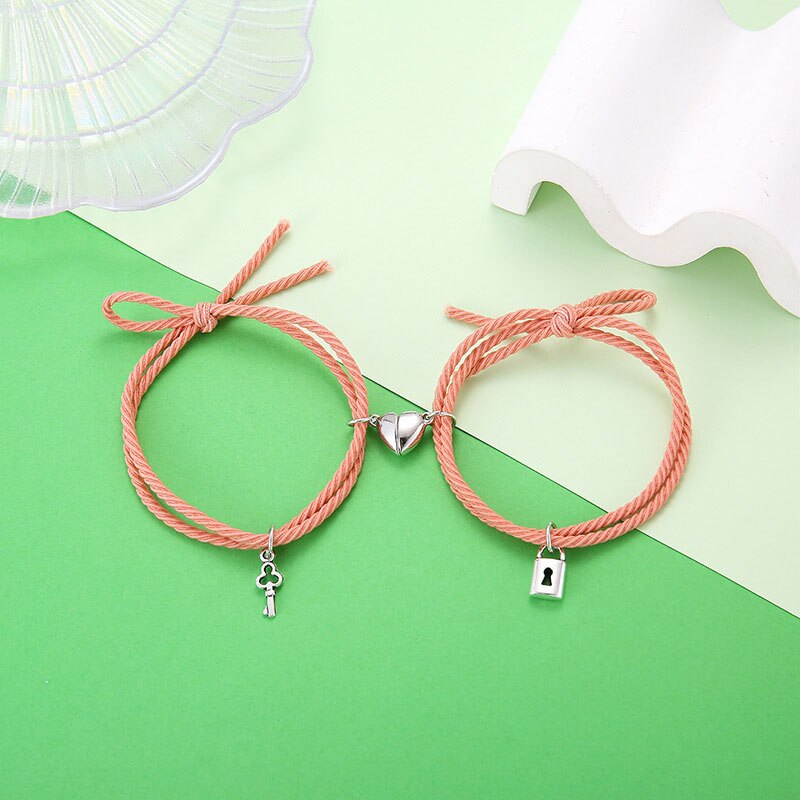 2pcs Magnetic Heart Attraction Couple Bracelets for Lover Bracelets Distance Relationship Braid Rope Bracelet Magnet Matching: 6