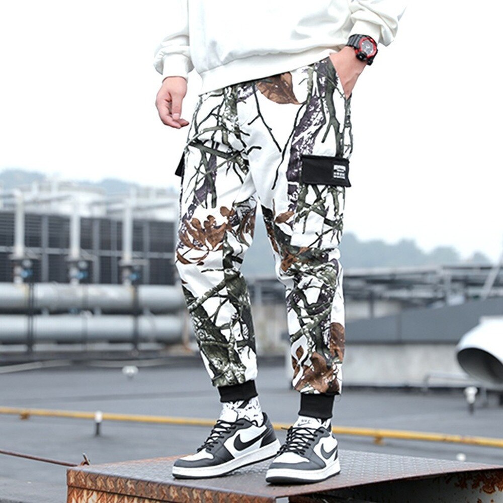 Mannen Broek High Street Camouflage Joggers Joggingbroek Mannen Streetwear Camo Stijlvolle Mannen Uitloper Joggingbroek Koreaanse: M / WHITE