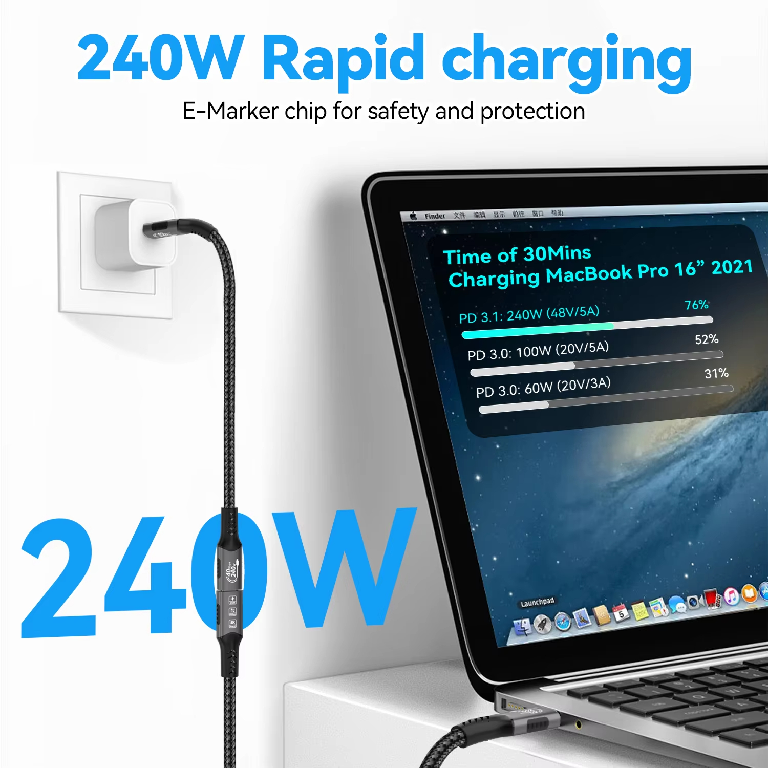 Usb4.0 tipo-c cabo de extensão USB-C extensor compatível 8k para thunderbolt 4/3 carregamento rápido adequado para macbook portátil huawei