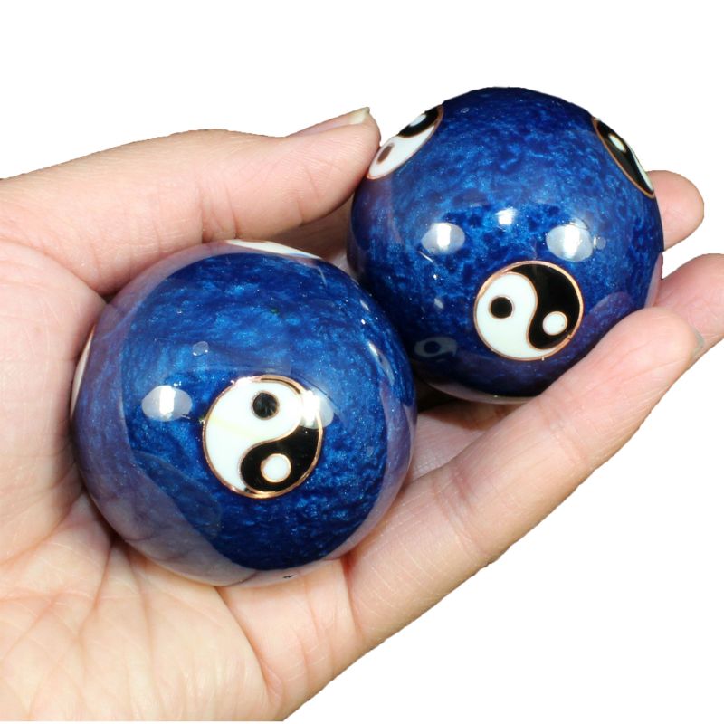 Bolas de salud chinas Baoding, esfera con esmalte, bolas de masaje para terapia de manos, un par