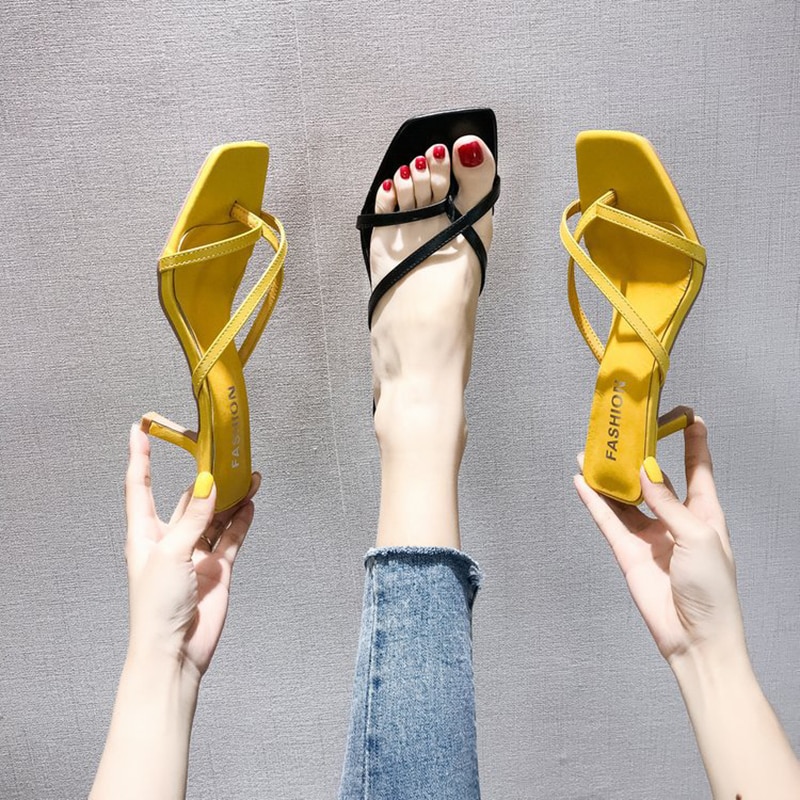 Dames sandalen schoenen dames slippers hakken pumps slippers hoge hakken zomer sexy sandaal vierkante neus casual schoenen