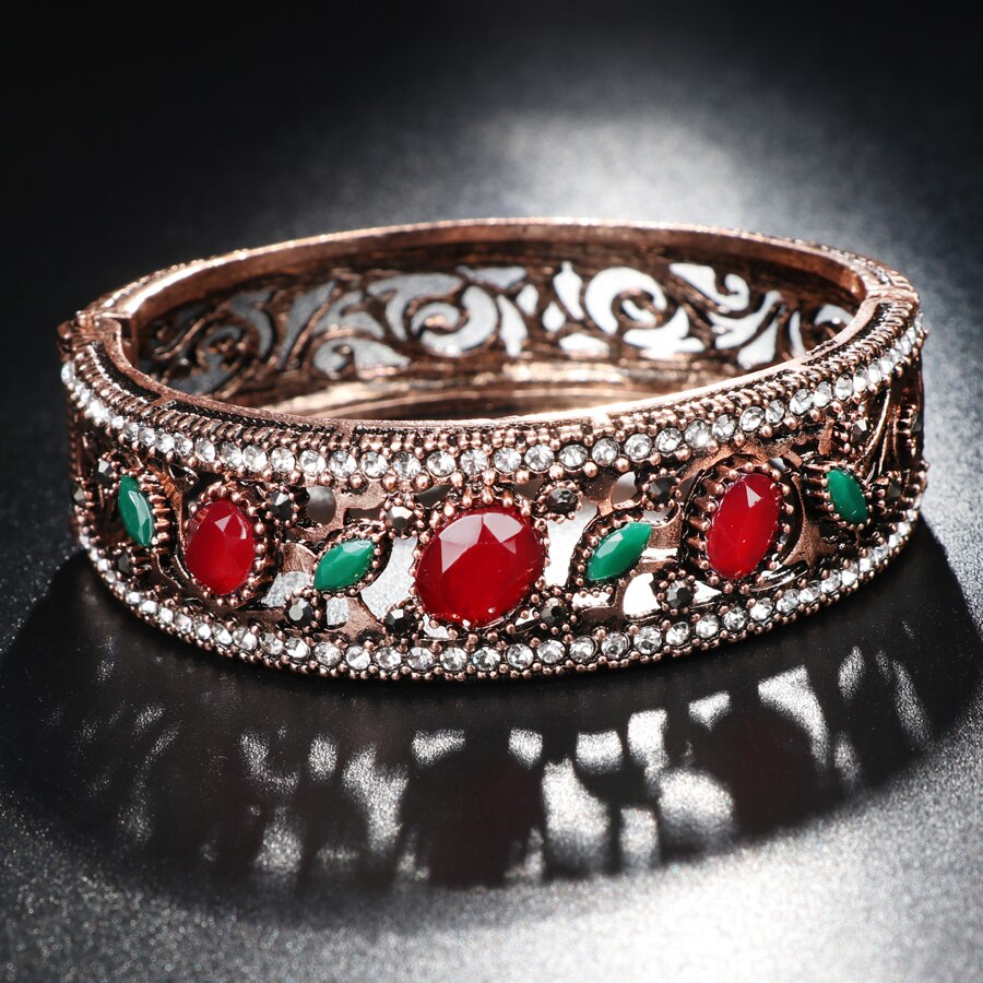 Kinel Jahrgang Antike Gold Farbe groß Armreifen Voller Kristalle verrotten Harz Armbinde Türkischen Schmuck frauen Armbänder Neue