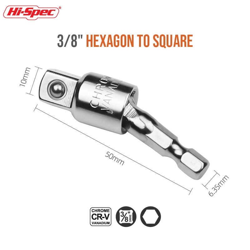 1/4" 3/8" 1/2" Ratchet Wrench Adapter Universal Joint Set Ratchet Angle Extension Bar Socket Adapter for Impact Driver: 0.375 inch