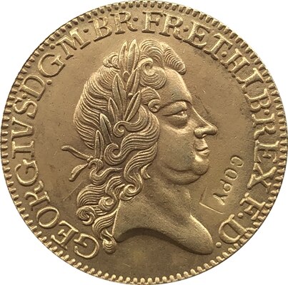 24 - K gold plated 1726 United Kingdom 1 Guinea - George I coins copy