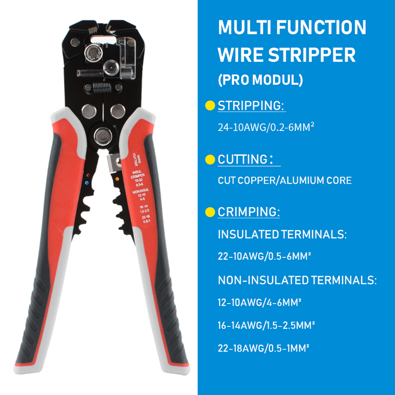 Crimpadora de cables automática ajustable, pelacables multifuncional, alicates de prensado, Terminal, herramienta de mano: Azul oscuro