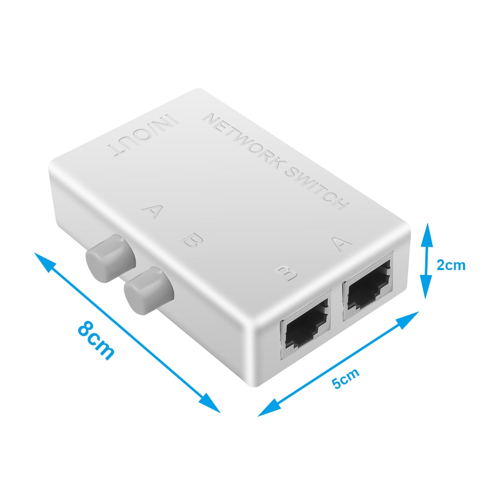 Latest Mini 2 Port RJ45 RJ-45 Network Switch Ethernet Network Box Switcher Dual 2 Way Port Manual Sharing Switch Adapter HUB