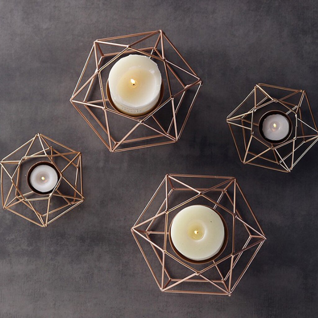 Touch nordic style 3d geometrisk lysestage metal væg lysestage lampet matchende lille fyrfadslys tilspidset lysestage