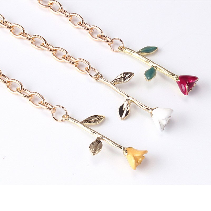 Gold Metal Thin Women Chain Belt Rose Flower Decorative Waist Chains All-Match Dress Adjustable Metal Straps