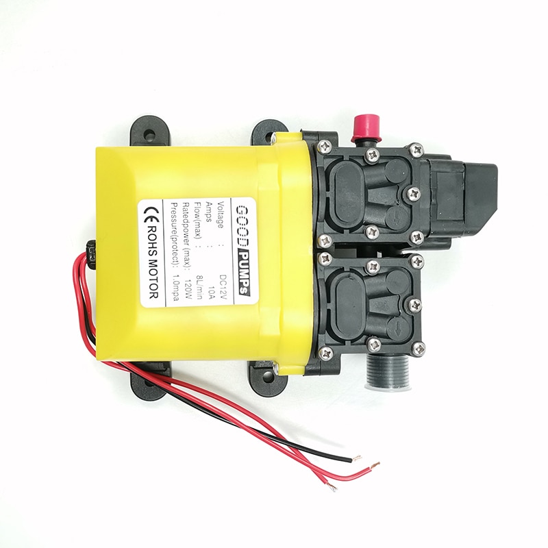 3208 12V 120W 8L/min high flow double head diaphragm water pump with copper joint