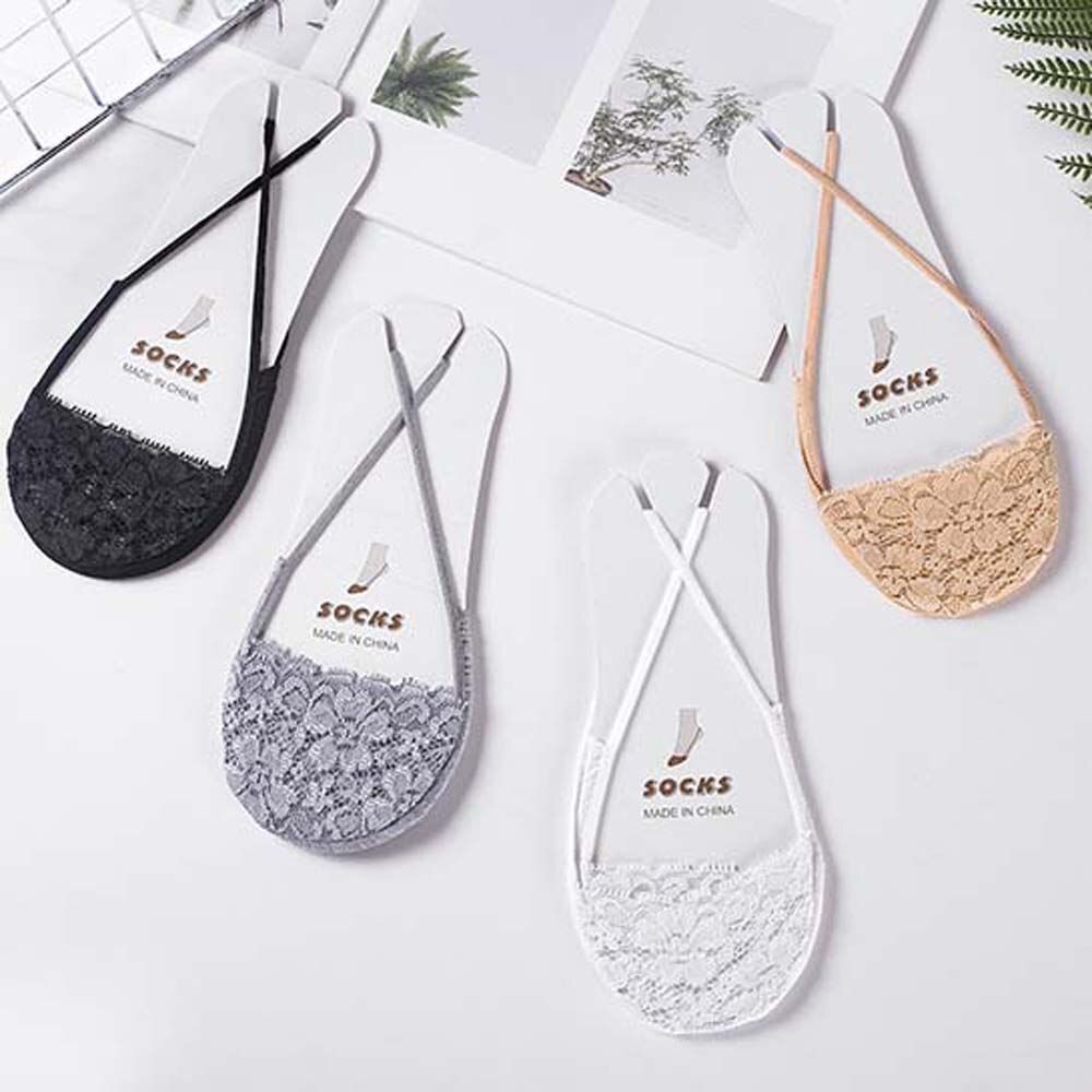 Summer Shallow Mouth Section Forefoot Invisible Boat Sock Lace Sling Socks Invisible Half High Heels Low Cotton Soft Hosiery