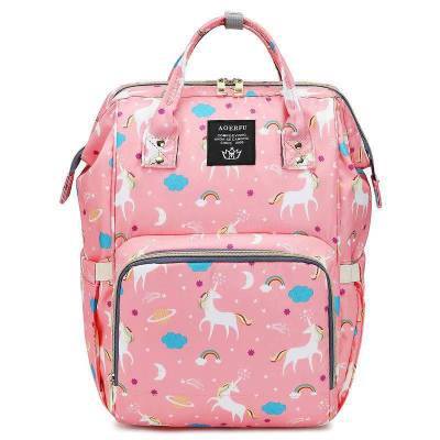 Eenhoorn Gedrukt Mama Rugzak Grote Capaciteit Anti Morsen Multi-Functionele Verpleging Reizen Mother 'S Tas: Unicorn  Powder