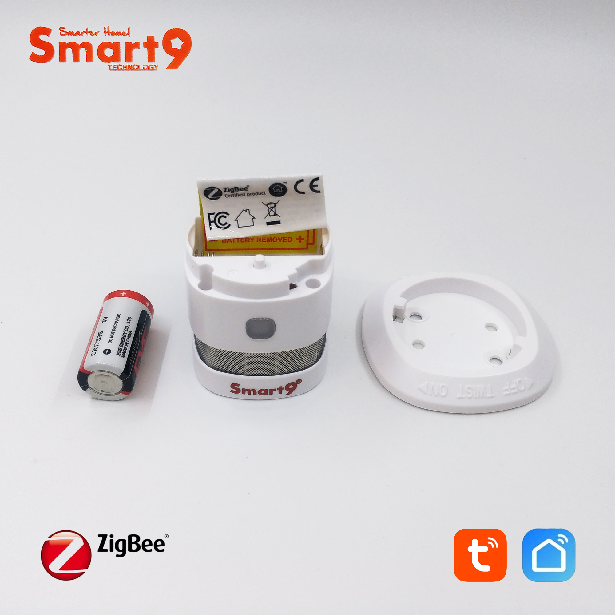 Clever9 ZigBee Rauchmelder Arbeiten mit TuYa ZigBee Hub, Feuer Alarm Sensor mit Batterie Angetrieben, Alarm zu Clever Leben App