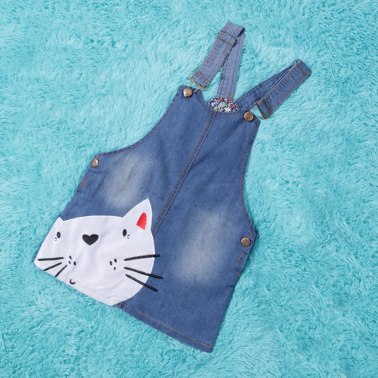 2-7Y Toddler kid Baby Girls Strap Sleeveless Cute Cate Denim Jeans Overalls Baby Clothes Outifts Summer Child Overalls Clothing: 5