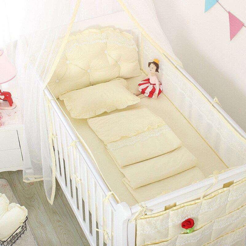 5 Pieces Set 2 Bumpers+sheet+bed Backrest+Bedside Bag Baby Bedding Set Baby Nursery Baby Items Baby Crib Bedding Set Bedsing Set