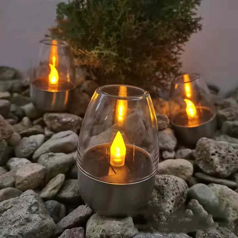 Velas solares LED, luz sin llama recargable para exteriores, velas solares impermeables, lámpara para decoración de jardín, de boda, luz nocturna