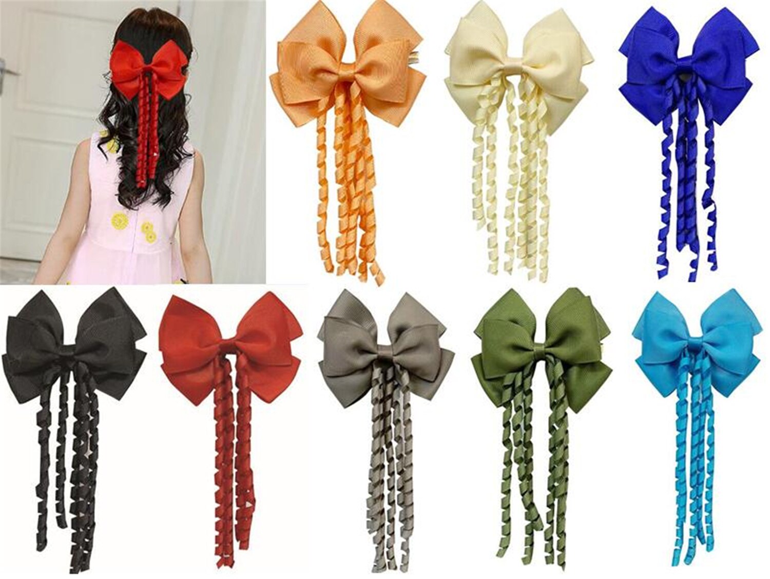 4Inch Haar Boog School Korker Bow Tie Haar Accessoire Paardenstaart Elastische Krullend Lint Banden Korkers