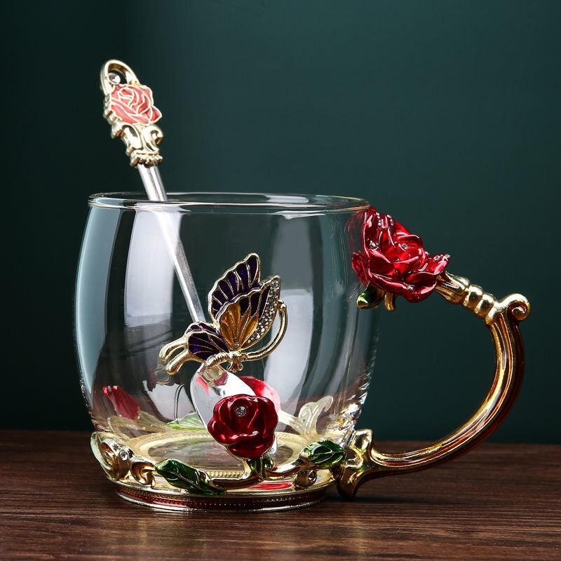 Home water cup heat-resistant glass tea cup coffee cup flower tea cup wine glasses whiskey glass water bottle: D330ml