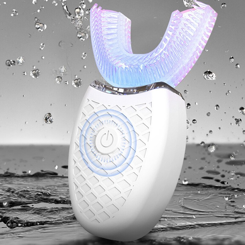 Electric Toothbrush 360 Degrees Automatic Sonic Toothbrush Usb Rechargeable Smart Ultrasonic Silicon Toothbrush U Type 4 Modes