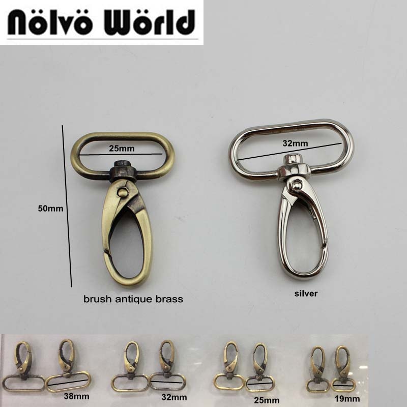 30pcs 19mm 25mm 32mm 38mm trigger snap hook hand bag brush antique brass swivel clasp hooks hardware accessory diy