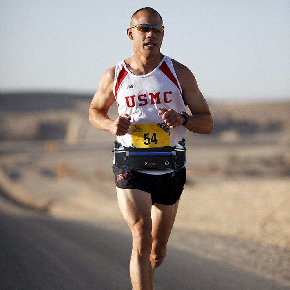 Running Waist Bag Marathon Hydration Belt Waist Bag Fanny Pack Marathon Dual Pocket Walking Fitness Waist Pack Outdoor Accessory