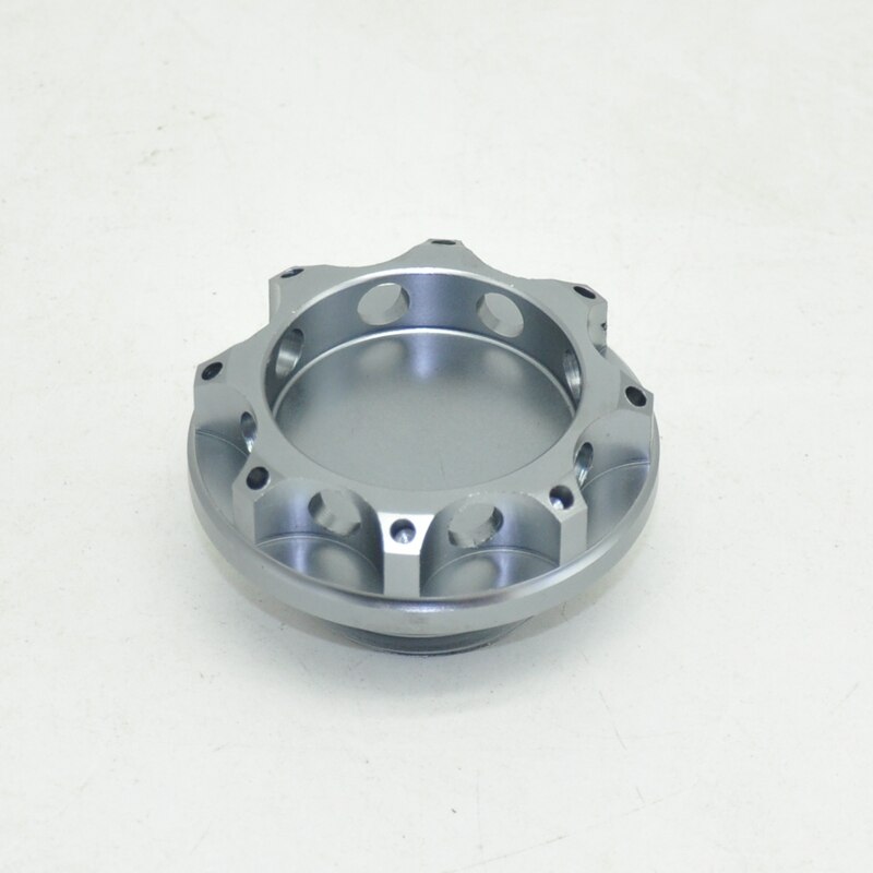 41mm Aluminum Engine Oil Fuel Filter Tank Cap Cover Black Emblem: Gray